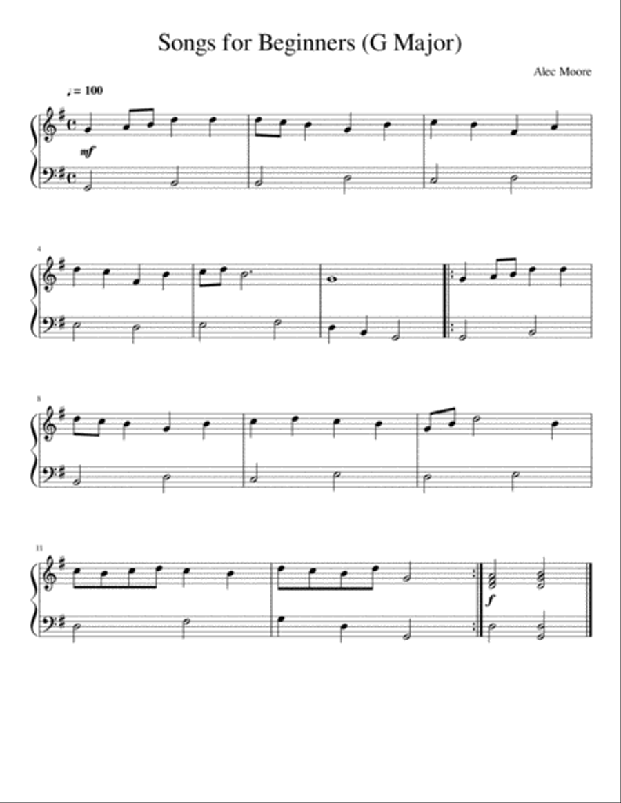 Easy songs in g top