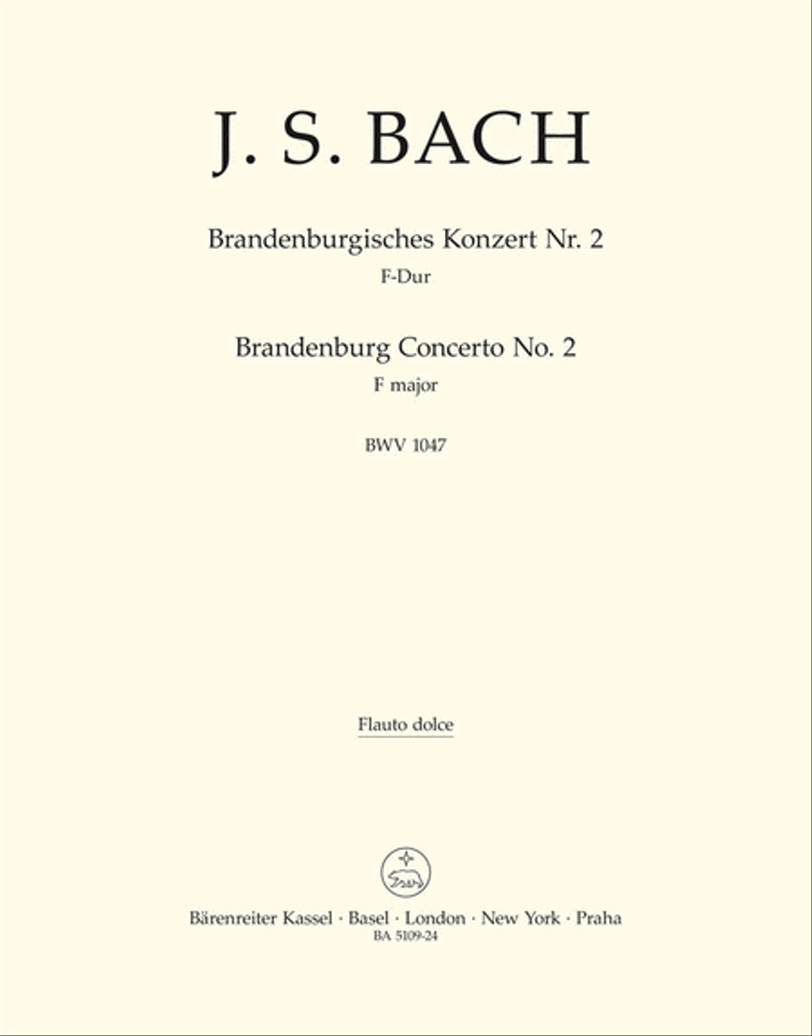 Brandenburg Concerto, No. 2, No. 2 F major, BWV 1047 Alto Recorder scores gallery preview page 1