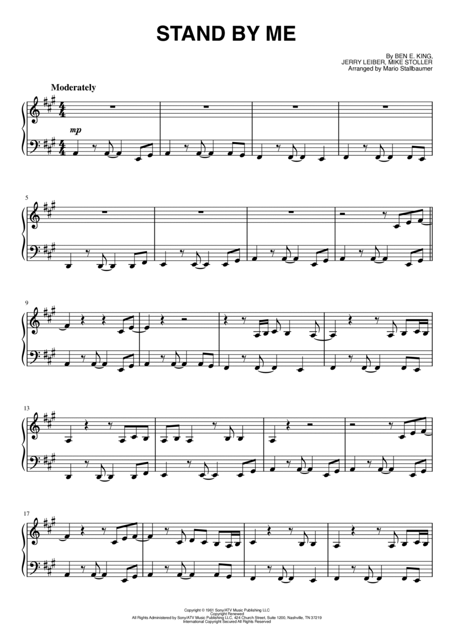 Stand By Me Piano Solo scores gallery preview page 1