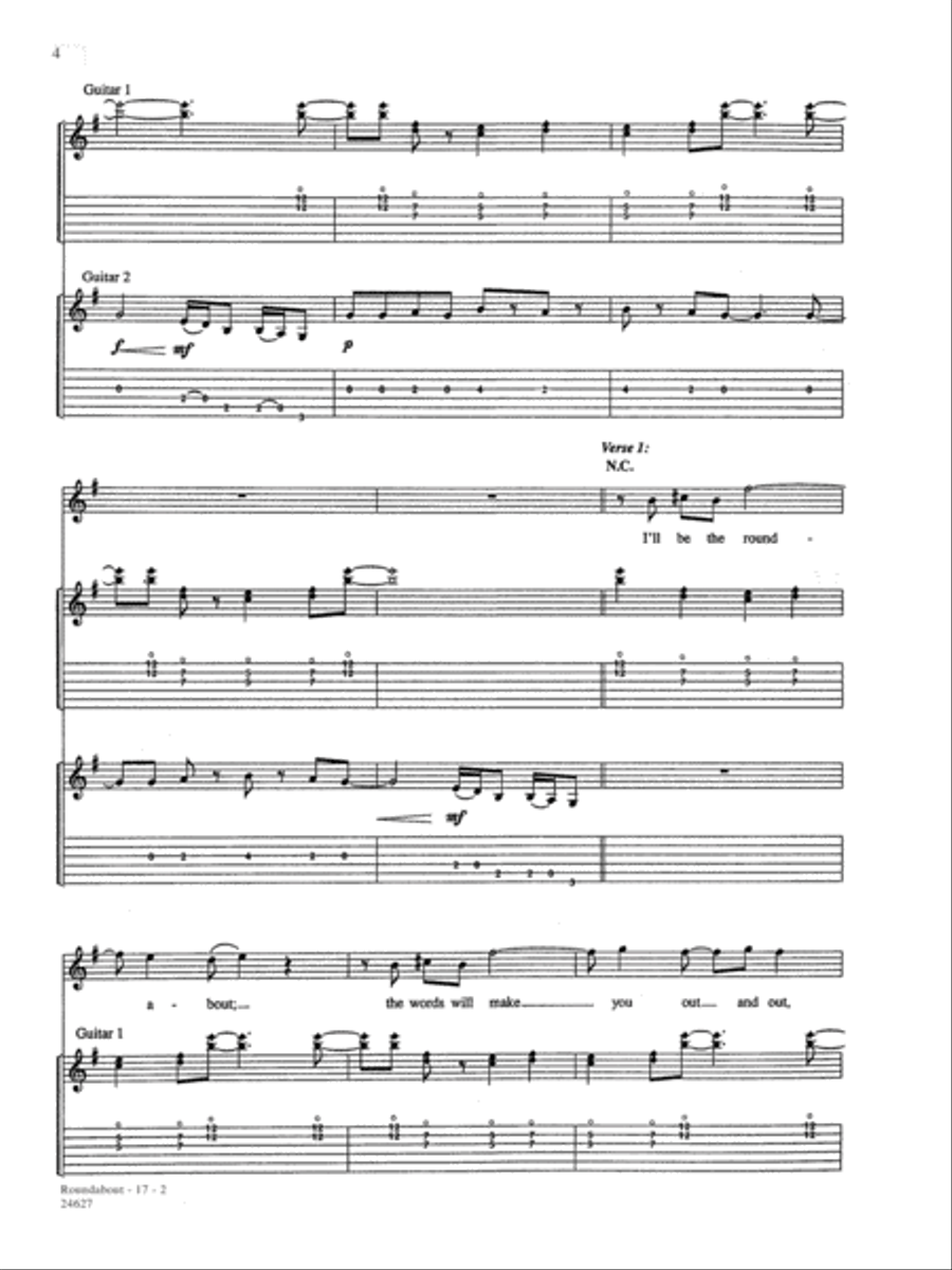 Roundabout Guitar Tablature scores gallery preview page 2