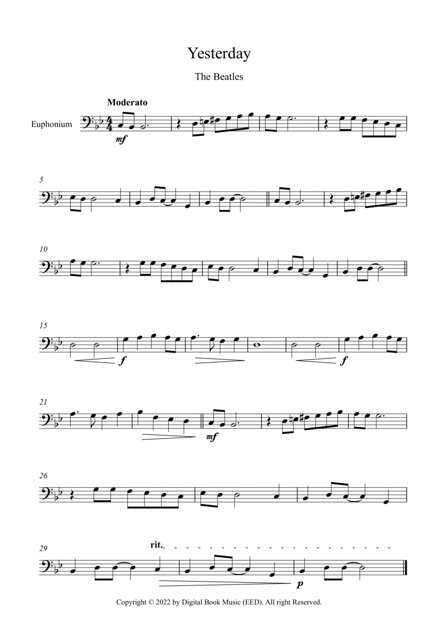 Yesterday Euphonium scores gallery preview page 1