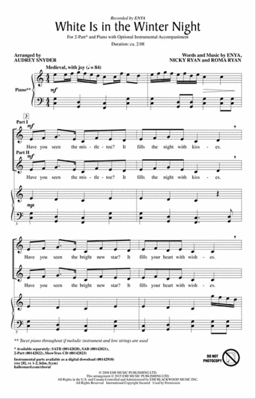 White Is in the Winter Night 2-Part scores gallery preview page 2