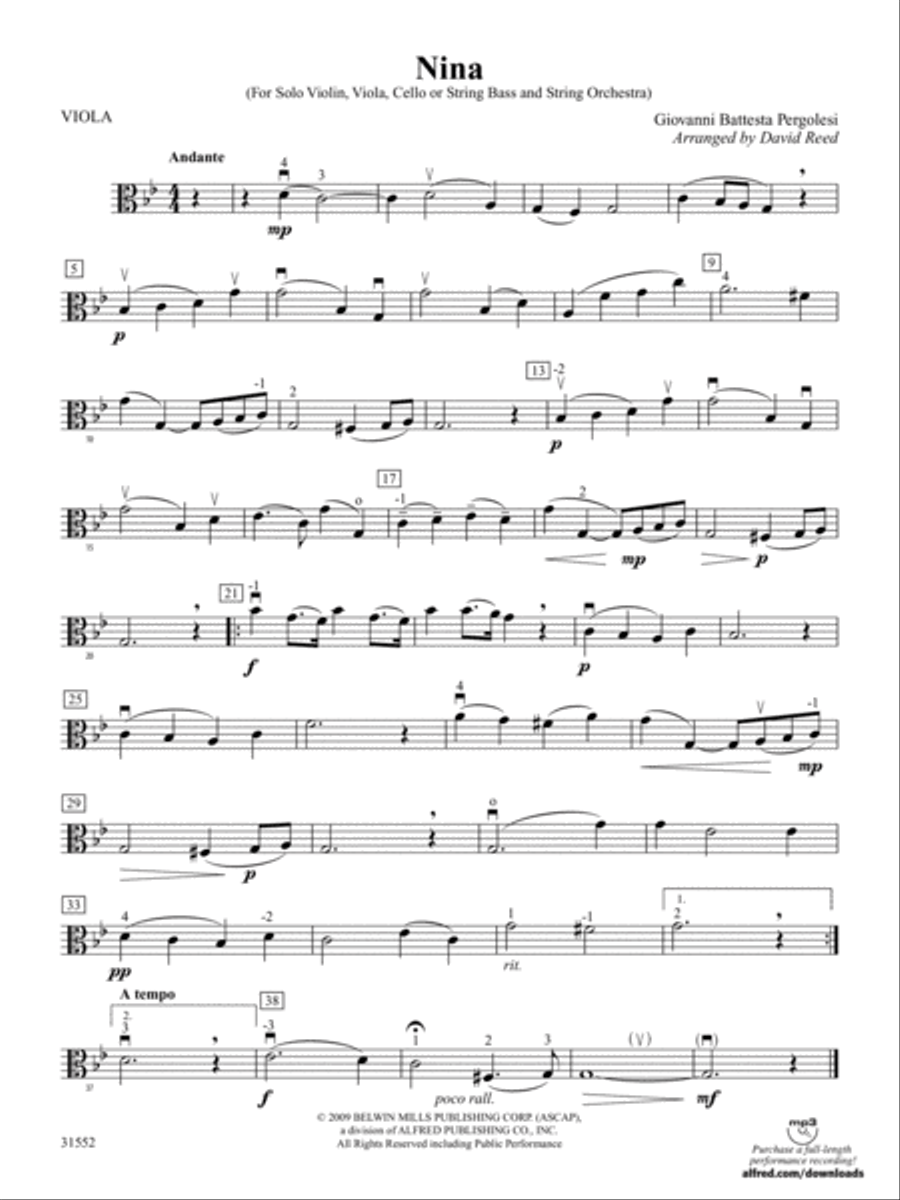 Nina: Viola String Orchestra scores gallery preview page 1