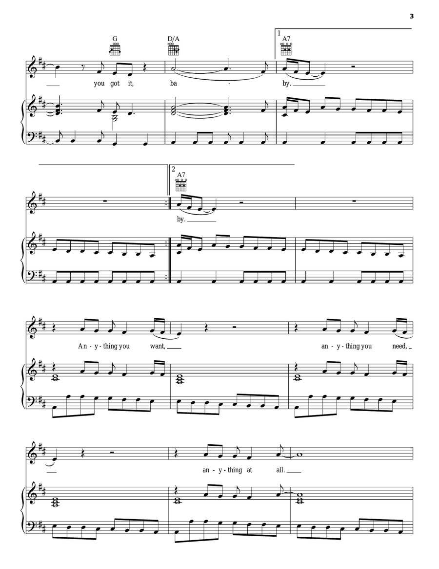 You Got It Piano, Vocal, Guitar scores gallery preview page 3