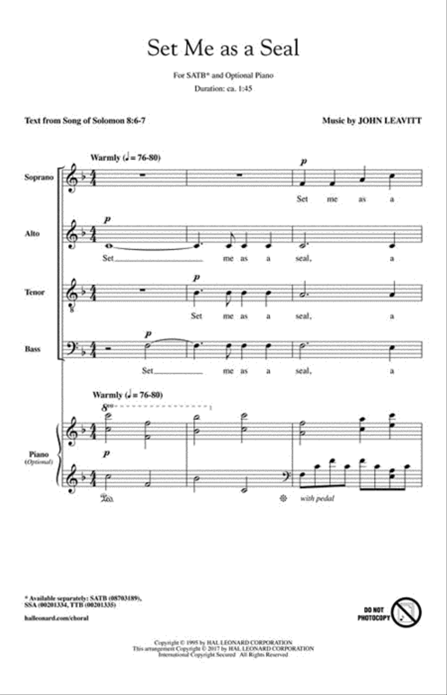 Set Me as a Seal 4-Part scores gallery preview page 2