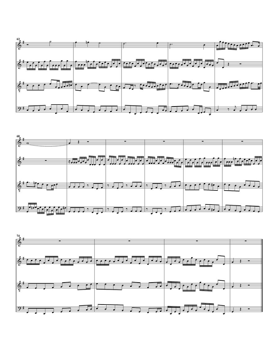 Aria: Alles, was von Gott geboren from Cantata BWV 80 (arrangement for 4 recorders) Large Ensemble scores gallery preview page 6