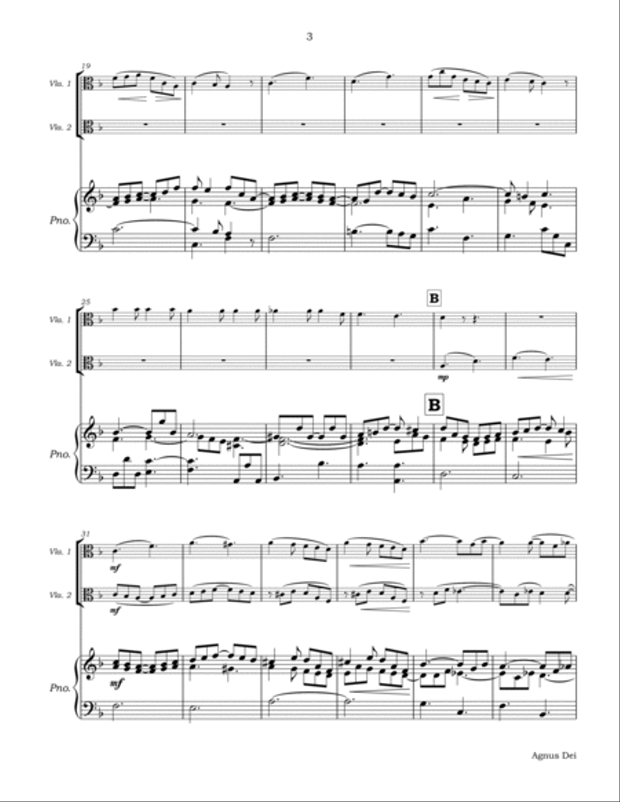 Agnus Dei for Viola Duet and Piano String Duet scores gallery preview page 6
