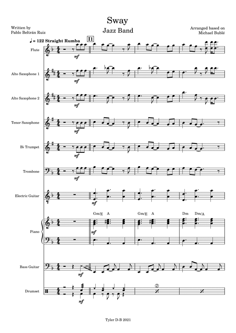 Sway (quien Sera) - Score Only Jazz Ensemble scores gallery preview page 1
