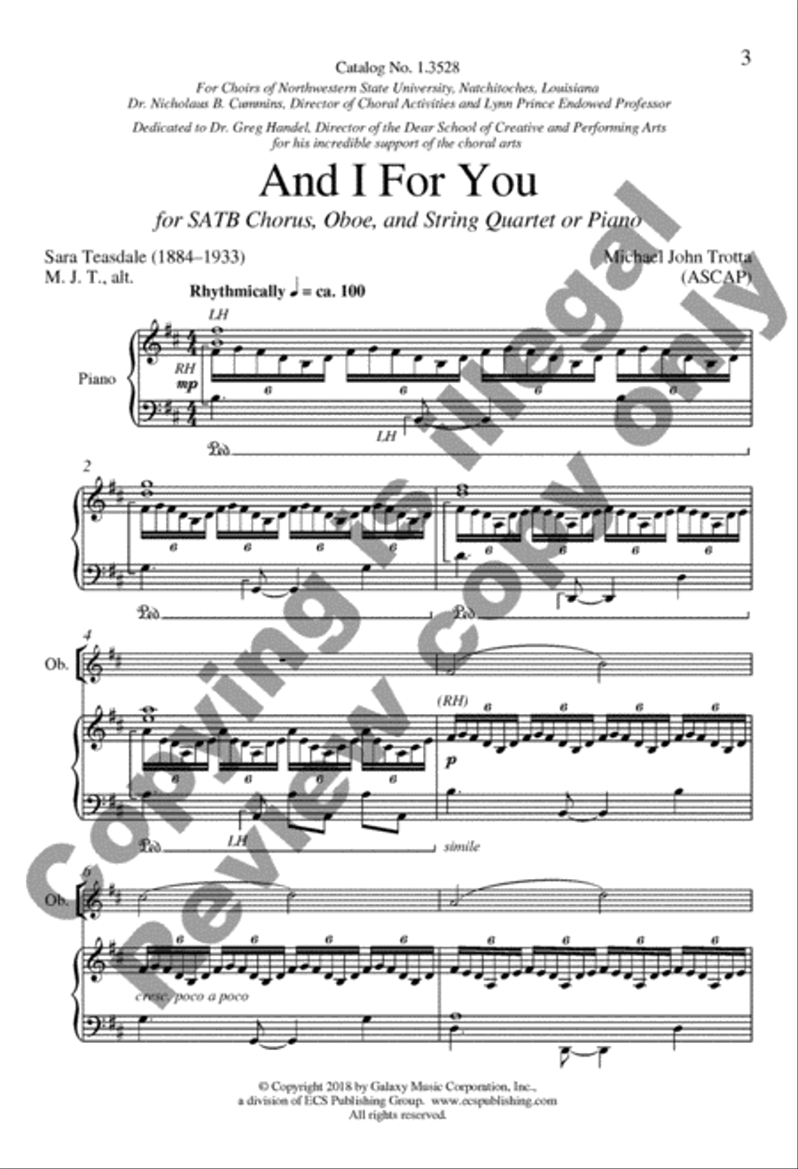 And I For You from For a Breath of Ecstasy 4-Part scores gallery preview page 3