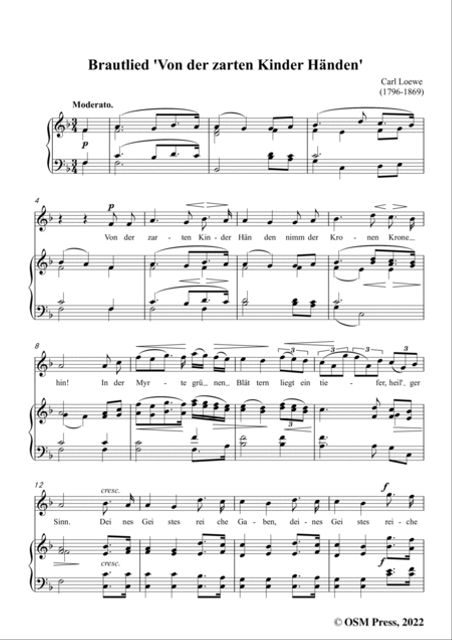 Loewe-Brautlied Von der zarten Kinder Handen,in F Major,for Voice and Piano Voice Solo scores gallery preview page 3