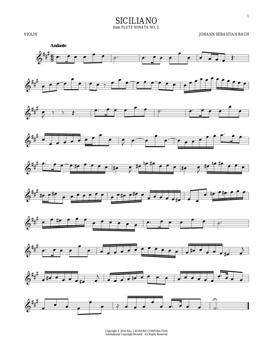 Siciliano Violin Solo scores gallery preview page 1