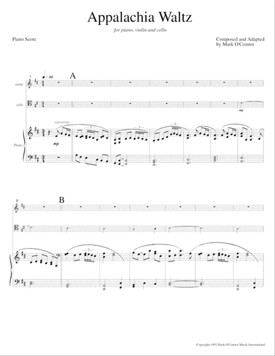 Appalachia Waltz (piano trio score - pno, vln, cel) Piano Trio scores gallery preview page 4