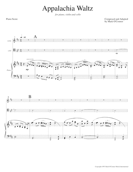 Appalachia Waltz (piano trio score - pno, vln, cel)