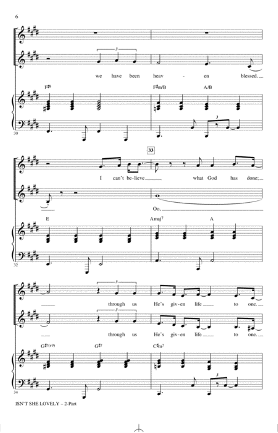 Isn't She Lovely (arr. Ed Lojeski) 2-Part scores gallery preview page 5