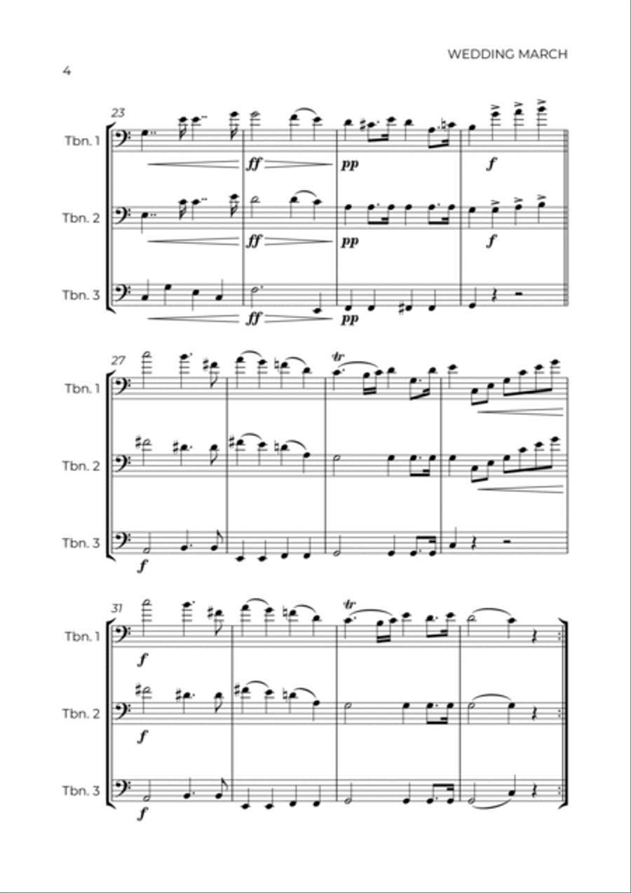 WEDDING MARCH - MENDELSSOHN - TROMBONE TRIO Trombone Trio scores gallery preview page 4