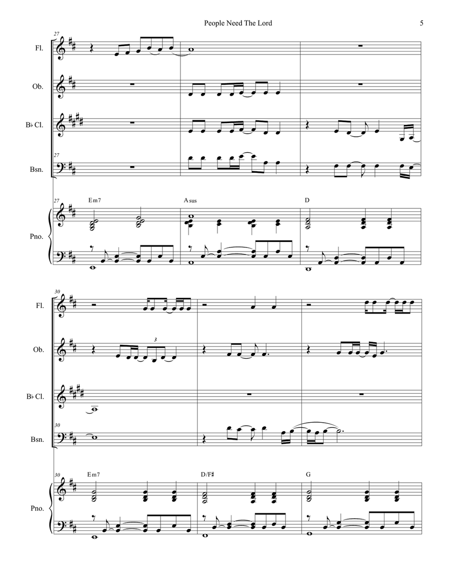 People Need The Lord Woodwind Quartet scores gallery preview page 5