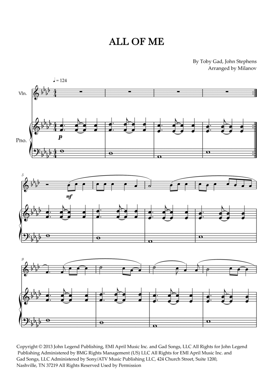 All Of Me All Of Me Violin Solo scores gallery preview page 1