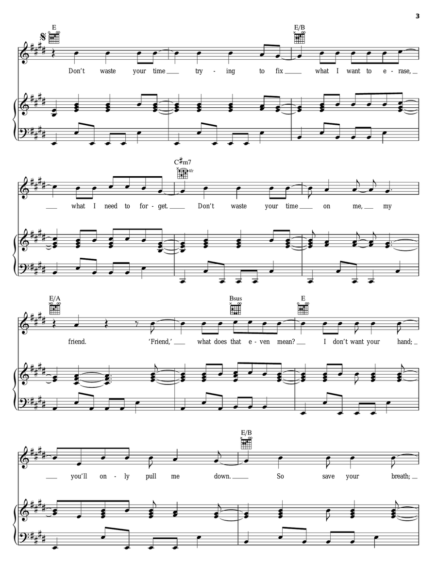 Don't Waste Your Time Piano, Vocal, Guitar scores gallery preview page 3
