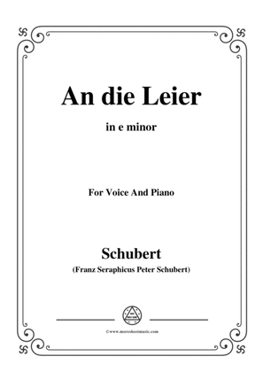 Book cover for Schubert-An die Leier(To My Lyre),Op.56 No.2,in e minor,for Voice&Piano