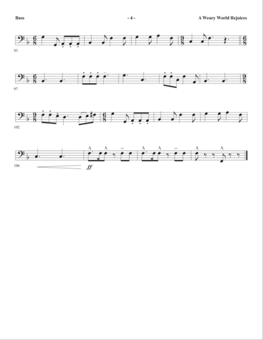 A Weary World Rejoices (A Chamber Cantata For Christmas) - Double Bass A Weary World Rejoices (A Chamber Cantata For Christmas) - Double Bass Choir scores gallery preview page 7