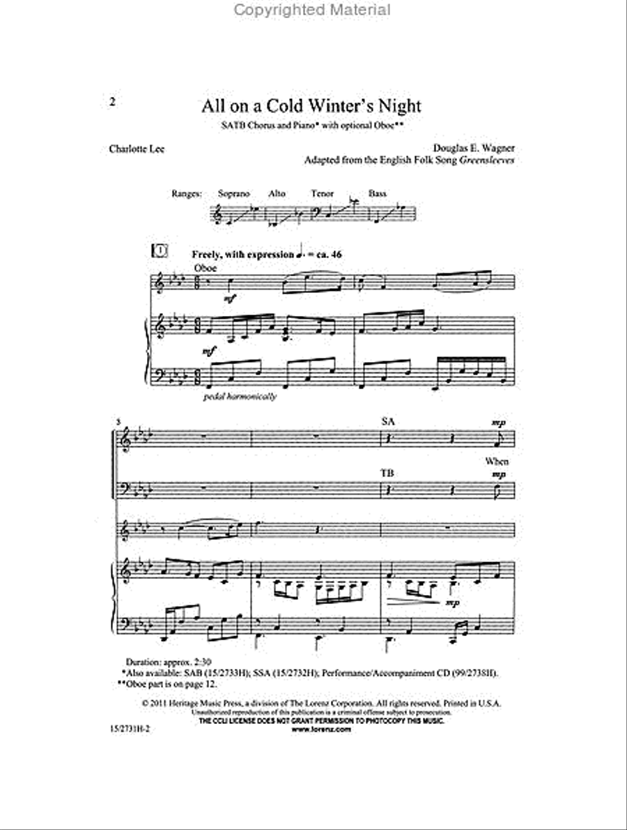 All on a Cold Winter's Night 4-Part scores gallery preview page 2