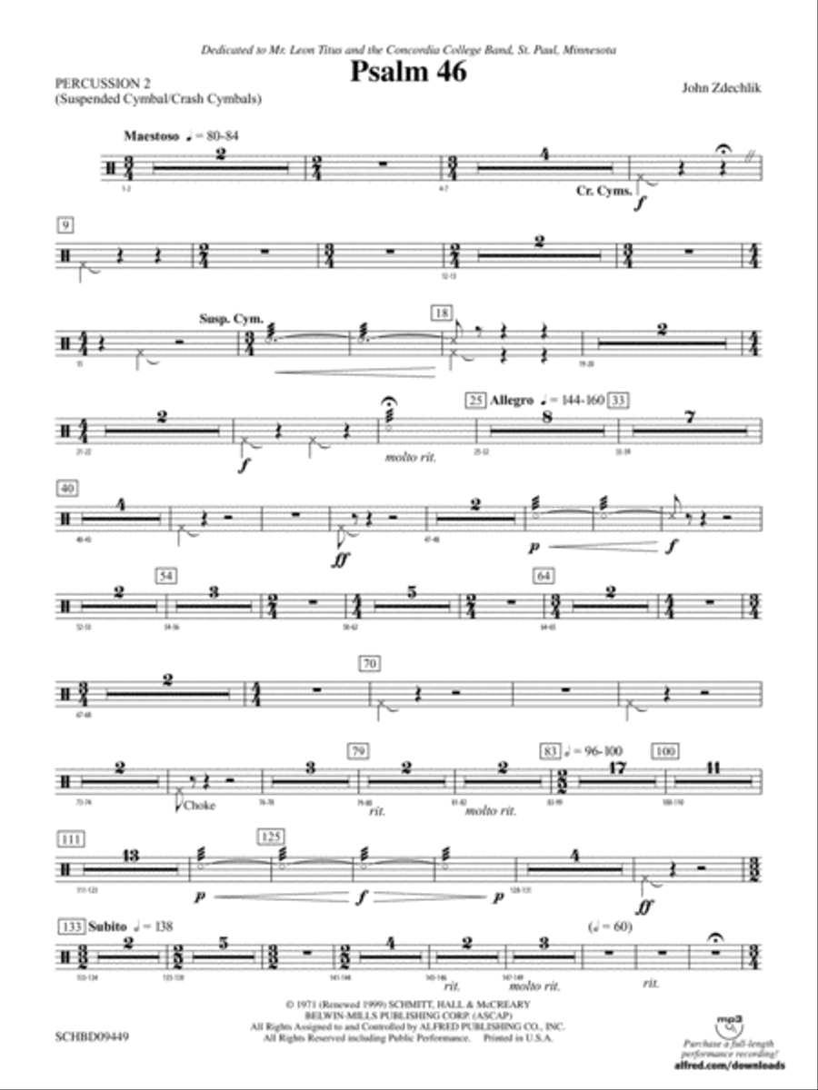 Psalm 46: 2nd Percussion Psalm 46: 2nd Percussion Concert Band scores gallery preview page 1