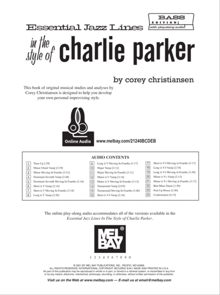 Essential Jazz Lines in the Style of Charlie Parker, Bass Edition Double Bass scores gallery preview page 2