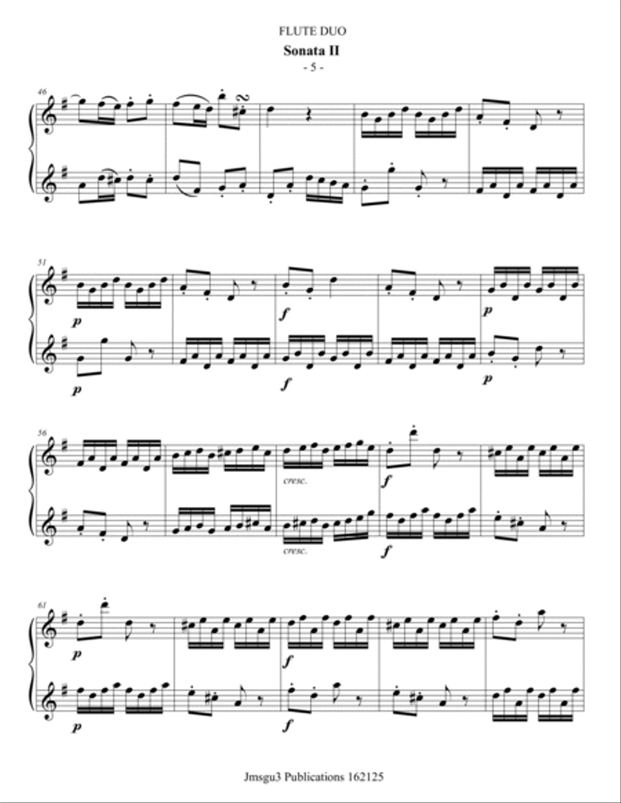 Handel: Sonata No. 2 for Flute Duo Flute Duet scores gallery preview page 5