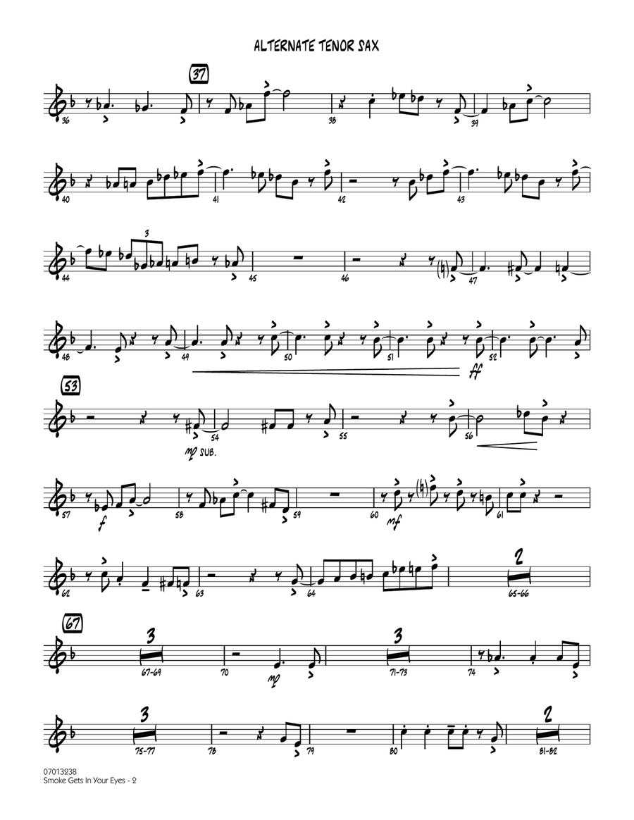 Smoke Gets In Your Eyes (arr. Mike Tomaro) - Alternate Tenor Sax Jazz Ensemble scores gallery preview page 2
