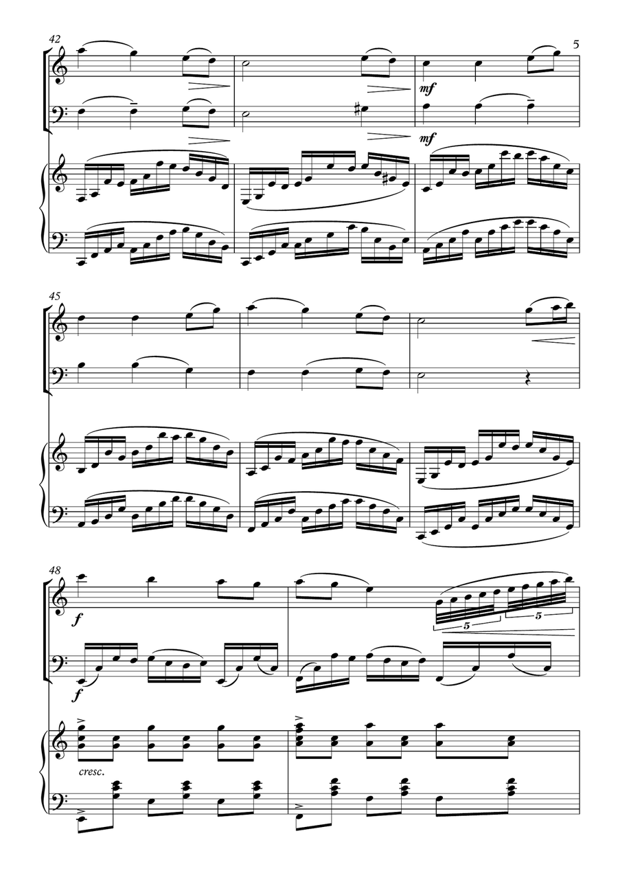 Come Thou Fount of Every Blessing x Bach's Cello Suite No.1 Prelude (Violin/Cello/Piano) Piano Trio scores gallery preview page 5