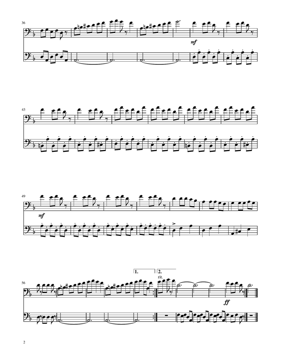Carol of The Bells - Trombone and Euphonium Duet Brass Duet scores gallery preview page 2