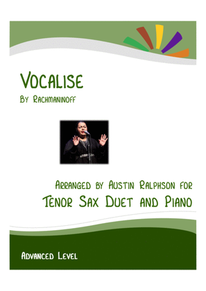 Book cover for Vocalise (Rachmaninoff) - tenor sax duet and piano with FREE BACKING TRACK