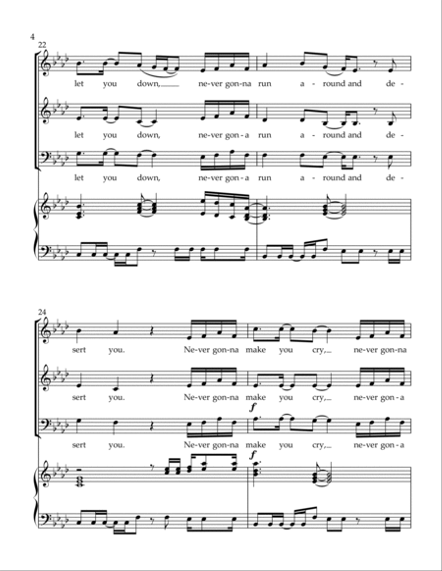 Never Gonna Give You Up 3-Part scores gallery preview page 4
