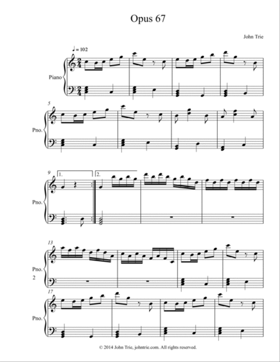 Opus 67 by John Trie Piano Solo scores gallery preview page 2