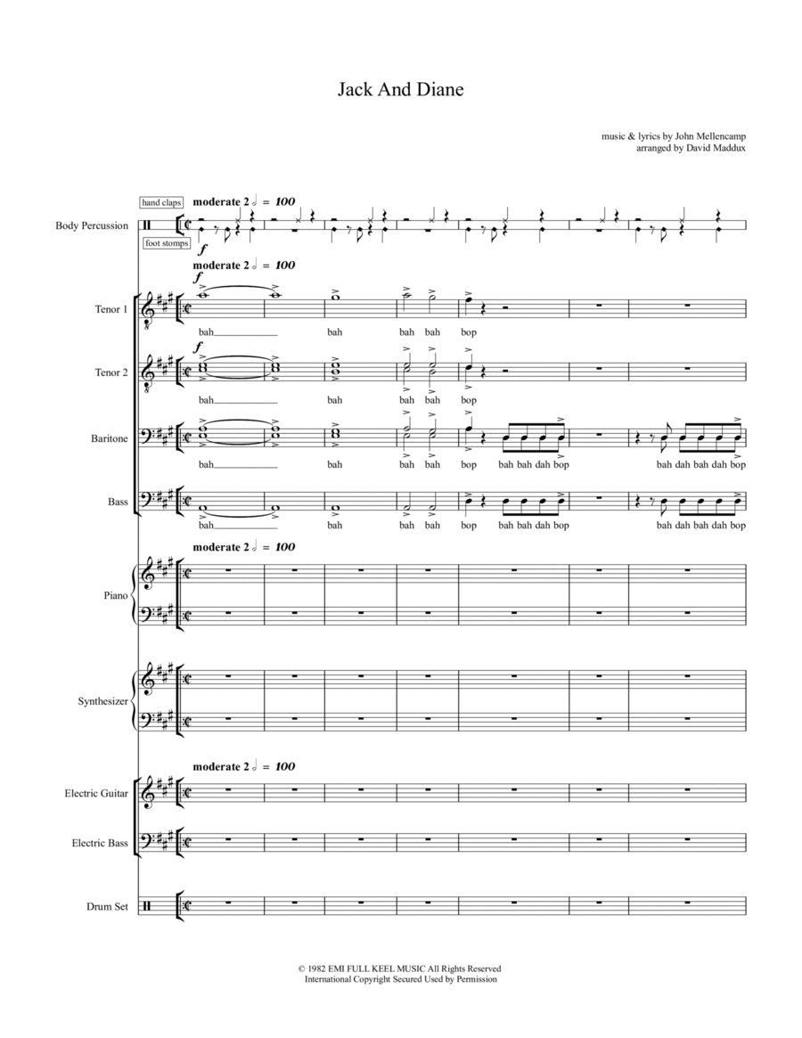 Jack And Diane Small Ensemble scores gallery preview page 1