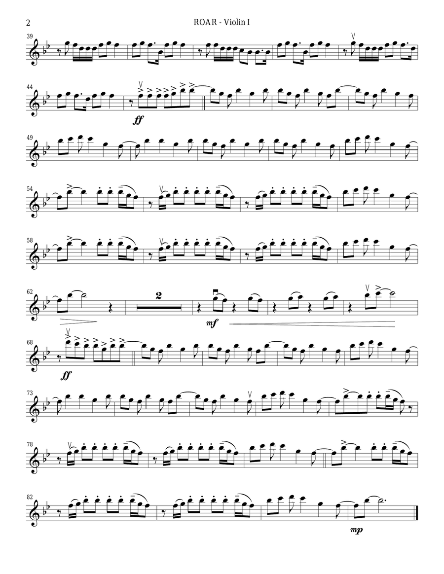 Roar Roar String Quartet scores gallery preview page 2