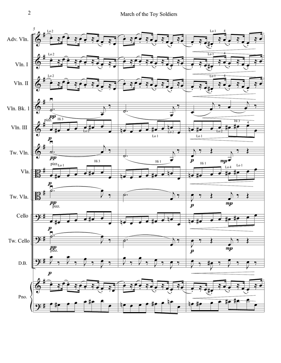 March of the Toy Soldiers from the Nutcracker for Multi-Level String Orchestra String Orchestra scores gallery preview page 5