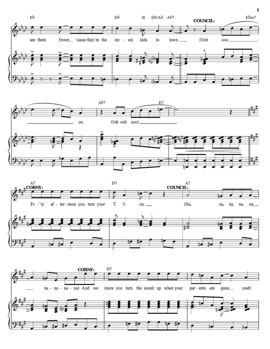 The Nicest Kids In Town Piano, Vocal scores gallery preview page 3
