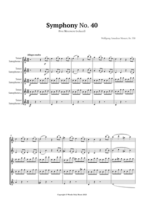 Symphony No. 40 by Mozart for Tenor Sax Quintet