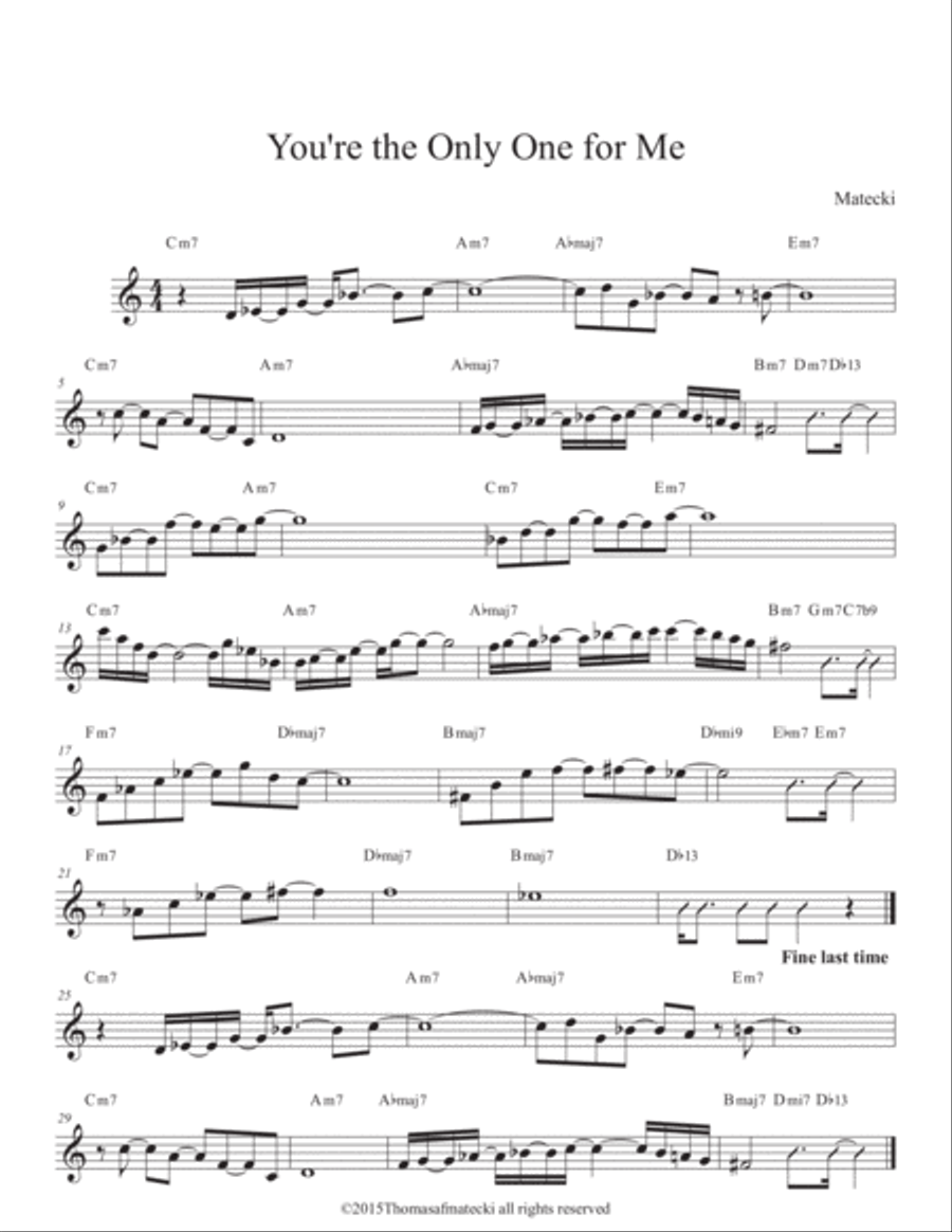 You're the Only One for Me (fake book version) Jazz Ensemble scores gallery preview page 1
