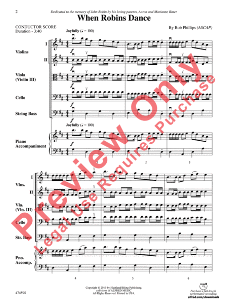 When Robins Dance String Orchestra scores gallery preview page 3