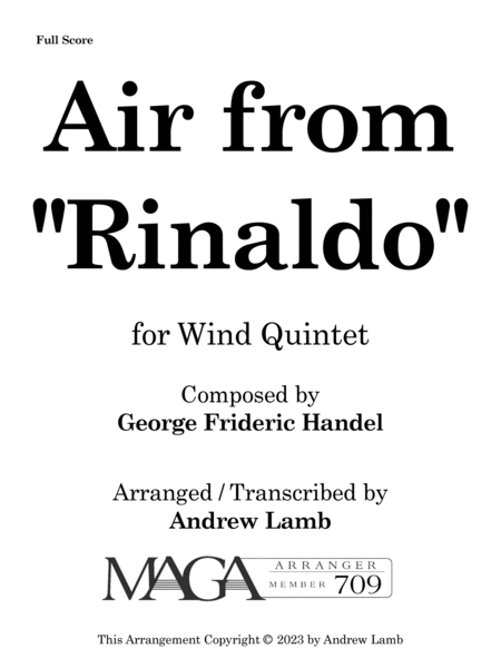 Air from 'Rinaldo' (arr. for Wind Quintet) image number null