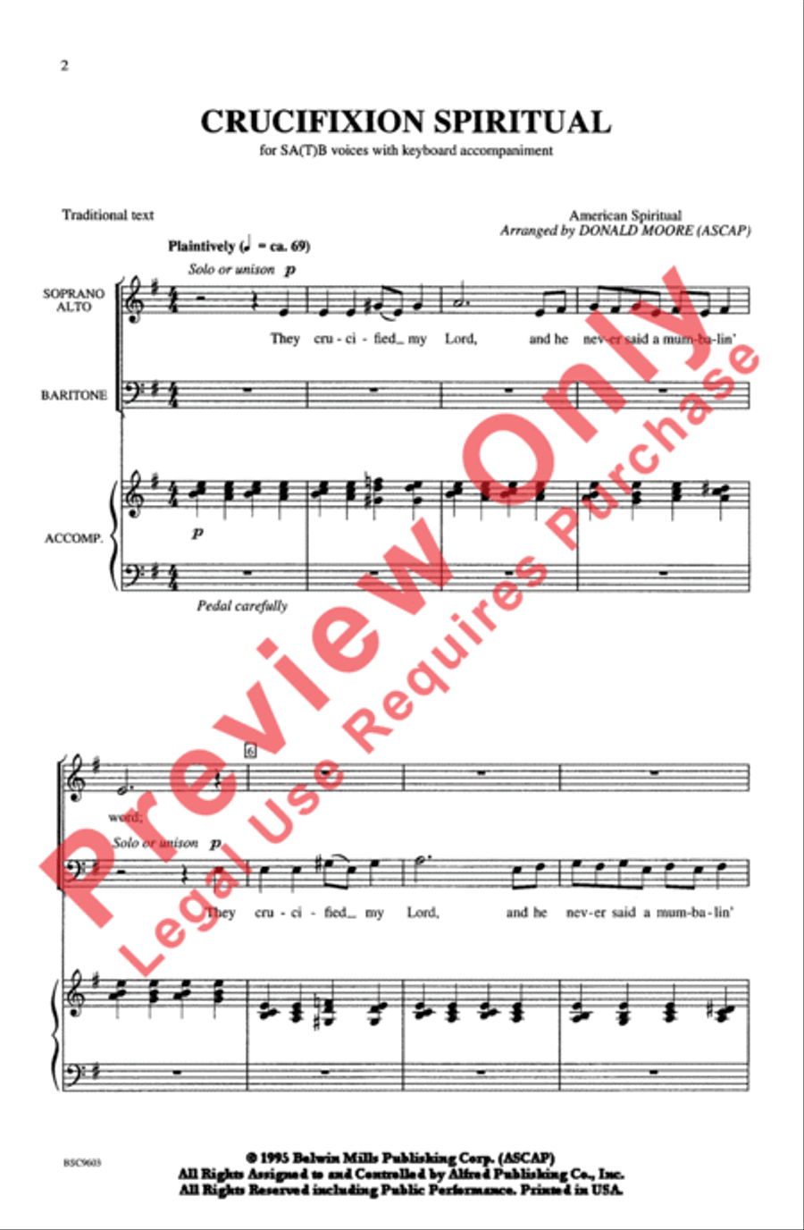Crucifixion Spiritual 4-Part scores gallery preview page 2