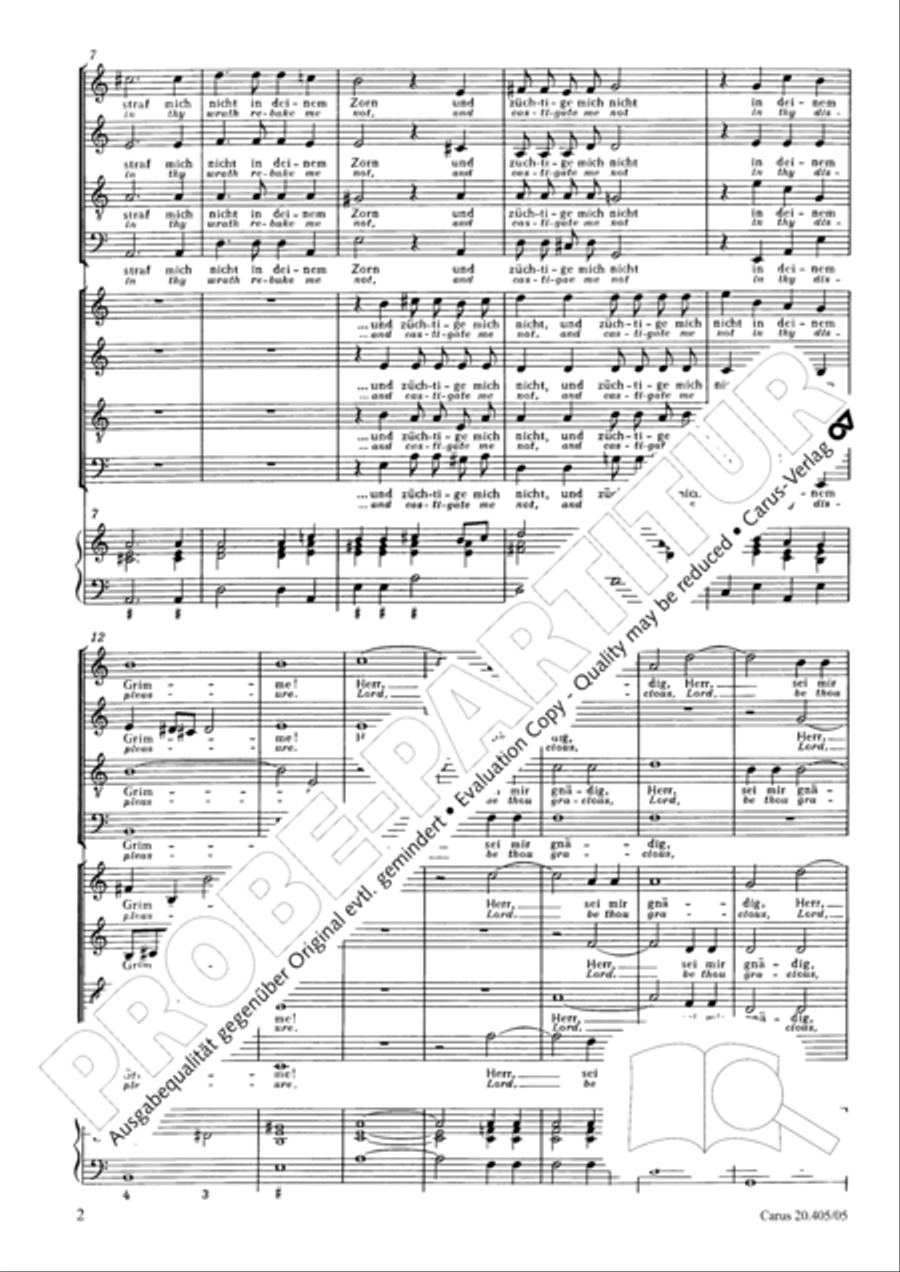 O Lord, rebuke me not in thy wrath (Ach Herr, straf mich nicht in deinem Zorn) 4-Part scores gallery preview page 3