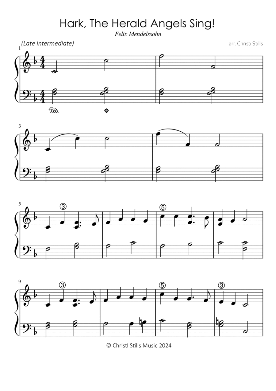 Hark, the Herald Angels Sing! (Late Intermediate) Piano Method scores gallery preview page 1