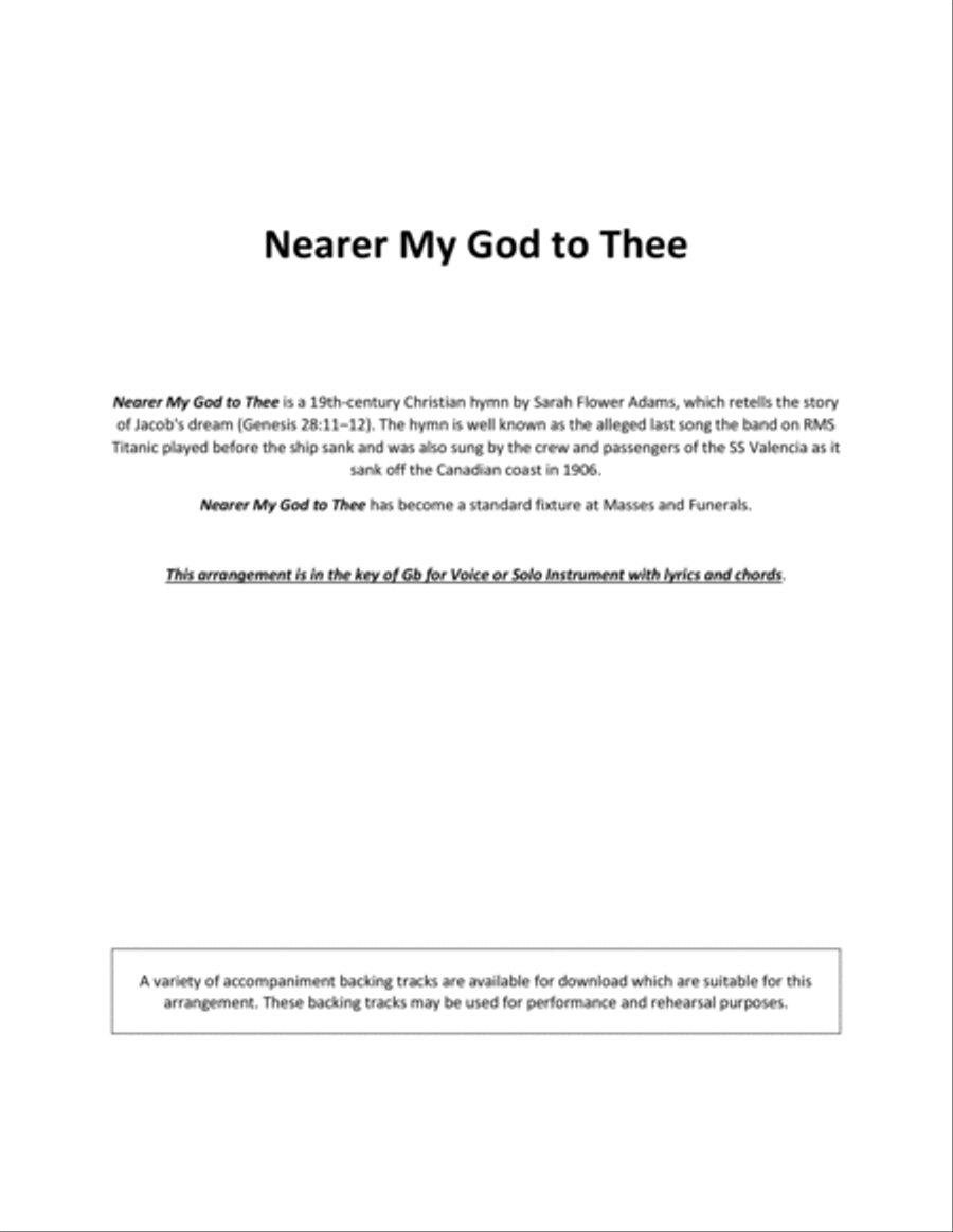 Nearer My God to Thee for Solo Voice / Solo Instrument in Gb Voice scores gallery preview page 2