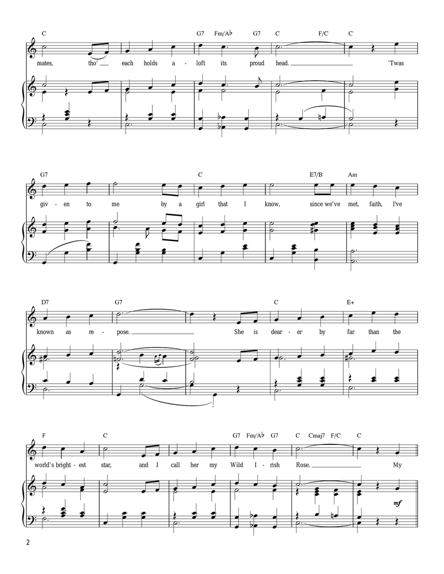My Wild Irish Rose My Wild Irish Rose Piano, Vocal, Guitar scores gallery preview page 2