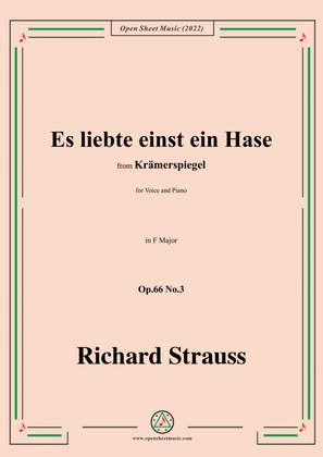 Book cover for Richard Strauss-Es liebte einst ein Hase,in F Major,Op.66 No.3