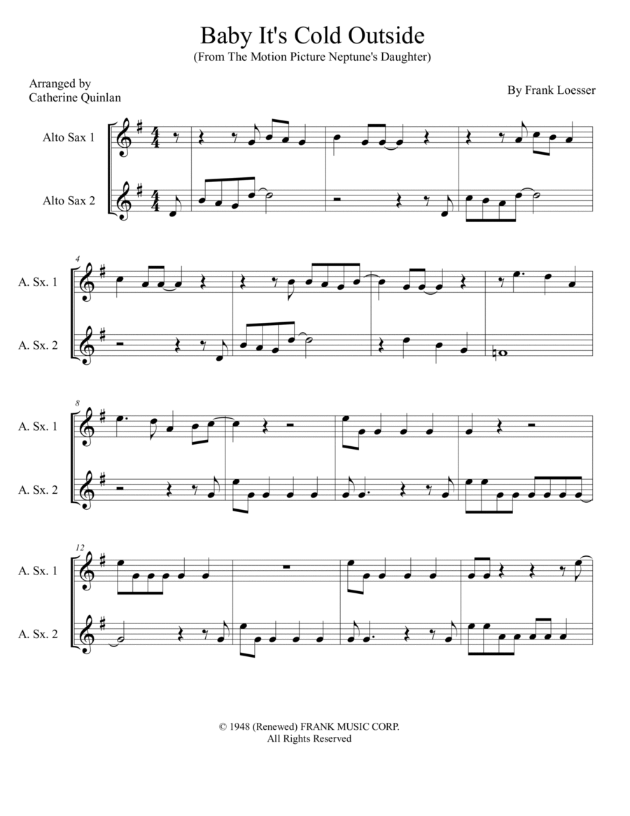 Baby, It's Cold Outside Woodwind Duet scores gallery preview page 1