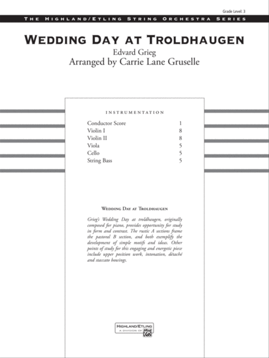 Wedding Day at Troldhaugen: Score String Orchestra scores gallery preview page 1